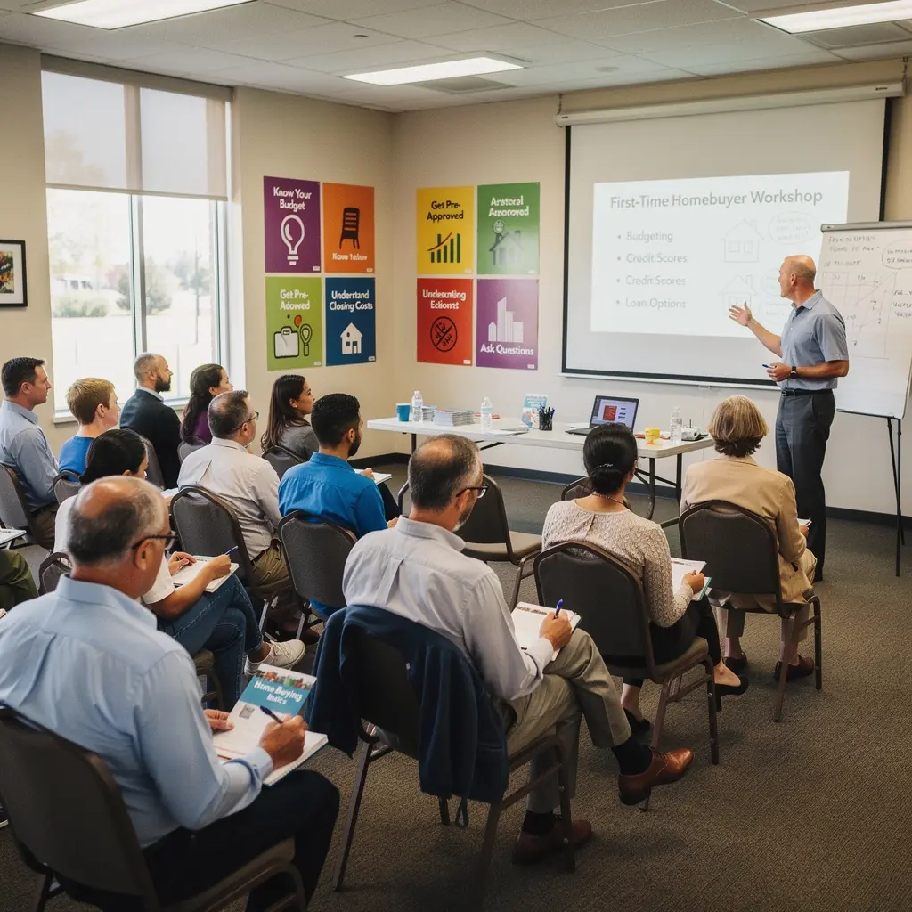 Специалист по ипотечному кредитованию помогает клиентам с оформлением кредита на жилье.