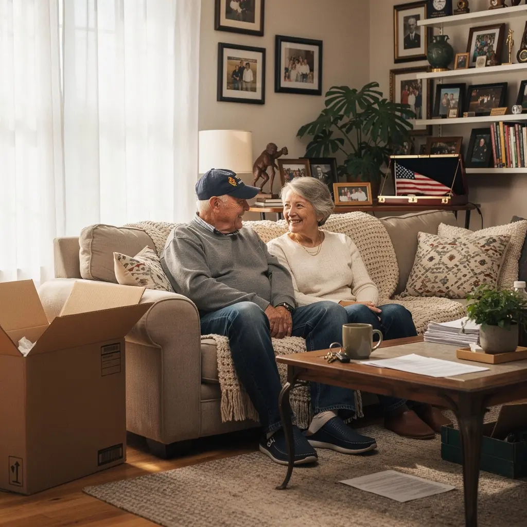 Семейная пара рассматривает дом во время покупки недвижимости в США.